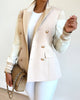 Women Jacket Coat Autumn Winter Colorblock Long Sleeve Double Breasted Blazer Casual Blazers
