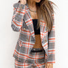 Women Jacket Slim Coats Long Sleeve Blazer Office Business Plaid Print Coat Elegant Jacket Cardigan Lady Outwear Overcoat Blazer