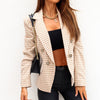 Women Jacket Slim Coats Long Sleeve Blazer Office Business Plaid Print Coat Elegant Jacket Cardigan Lady Outwear Overcoat Blazer