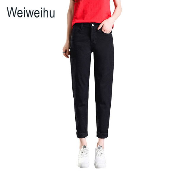 Women Jeans 2022 High Waist Slim Ankle-Length Pants Black Denim Jeans Autumn Casual Ladies White Jeans Female Pant Plus Size