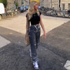 Women Jeans Harajuku Streetwear Hip Hop High Waist Trousers Tie-Dyed Baggy Vintage Femme Casual Jeans Mom Straight Denim Pants