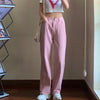 Women Jeans High Waist Loose Simple Basic Pink Sweet Girls Harajuku Females Trousers Leisure Students Daily Trendy Pockets Chic