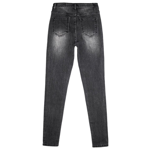 Women Jeans Slim Skinny Pencil Pants Elastic Trending Full Length Washed Black Color Denim Pants Female Trousers C3074