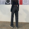 Women Jeans Solid Black Retro Vintage Zipper Spring Straight Trousers All-match Students Ulzzang Baggy High Waist Causal