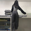 Women Jeans Vintage Adjustable High Waist BF Oversize Wide Leg Trousers Summer Baggy All-match Streetwear Retro Chic Jeans