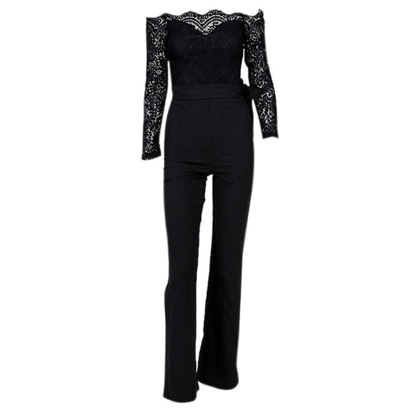 Women Jumpsuit Elegant Off shoulder Lace Rompers Jumpsuit Sexy Long Trousers Overalls Jumpsuits