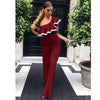 Women Jumpsuits Ruffles Overalls Casual One Shoulder Long Playsuits Rompers Jumpsuit Long Pants Plus Size WS1430E