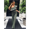 Women Jumpsuits Ruffles Overalls Casual One Shoulder Long Playsuits Rompers Jumpsuit Long Pants Plus Size WS1430E