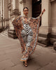Women Kaftan Dress Moroccan Beach Plus Size Dubai Abaya Indie Folk Zabran Striped Pattern Patchwork Bathing Sleeve Maxi Gowns