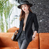 Women Khaki Black Blazer Coat Vintage Notched Collar 2023 Simple And Fashionable Ladies Chic Tops Female Casual Clothing