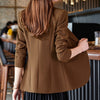 Women Khaki Black Blazer Coat Vintage Notched Collar 2023 Simple And Fashionable Ladies Chic Tops Female Casual Clothing