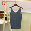 Women Knit Tank Top Sliver Thread Sexy V-neck Tops Vest Haut Fem Knitted Off White Blusa Camis for Women harajuku boho mujer