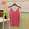 Women Knit Tank Top Sliver Thread Sexy V-neck Tops Vest Haut Fem Knitted Off White Blusa Camis for Women harajuku boho mujer