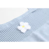 Women Knitted 2 Piece Set Autumn Winter 2023 Solid Blue Sweater Cardigan Floral Bottom Vest Suspender Suit Top Female Clothing