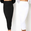 Women Knitted Bodycon Long Skirt Sexy Black White High Waist Pencil Skirts Female Elastic Skirts Club Wear