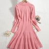 Women Knitted Elegant Sweater pleated Dress Autumn Winter Thick Warm Long Midi Dress Solid Ladies A Line Sweater Dresses vestido