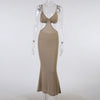 Women Knitted Maxi Dresses for Summer Vacation Elegant Sexy Party Cut Out Backless Bodycon Dress