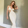 Women Knitted Maxi Dresses for Summer Vacation Elegant Sexy Party Cut Out Backless Bodycon Dress