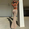 Women Knitted Maxi Dresses for Summer Vacation Elegant Sexy Party Cut Out Backless Bodycon Dress