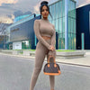 Women Knitted Skinny Set Ladies Long Sleeve Sweater Legging Knitting Pants Suits Autumn Winter Bodycon Tracksuits Fitness Set