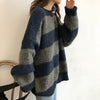 Women Knitted Striped Sweater Winter Casual Long Sleeve Pullover O-Neck Oversized Streetwear Sweater Warm Sueter Mujer