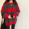 Women Knitted Striped Sweater Winter Casual Long Sleeve Pullover O-Neck Oversized Streetwear Sweater Warm Sueter Mujer