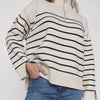 Women Knitted Sweater Stripe Loose Zipper Stretch Knitting Sweaters Vintage Long Sleeve Asymmetry Female Pullover Tops