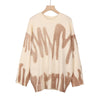 Women Knitted Sweater Vintage Green Striped Print Sweater Oversized Pullovers Winter Streetwear Long Sweaters Tie Dye Outerwear