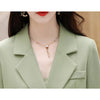 Women Korean Blazers 3 Pcs Set Spring Autumn Office Lady Elegant Pink Suit Coat+Plaid Sling Vest+Pleated Skirts Outfits 2023 New