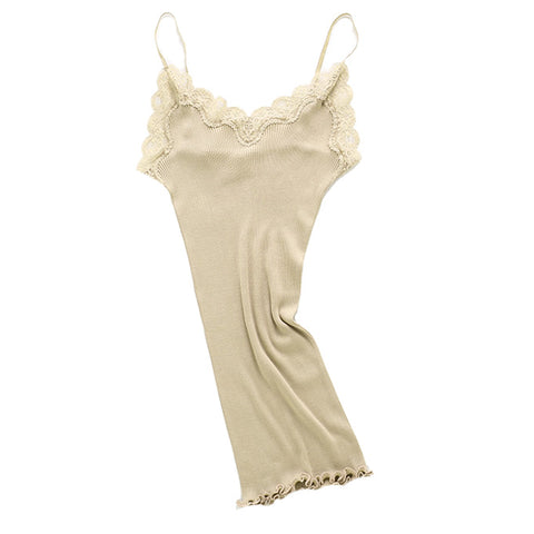 Women Lace Camis 70%Real Silk 30%Cotton Lace Camisoles Spandex knits Soft Basic shirt 2022 New Vest Solid colors