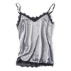 Women Lace Camisoles Sexy V neck 100% Silk Velvet Camis 2022 Fall Winter Bottoming shirt Black Wine
