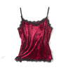 Women Lace Camisoles Sexy V neck 100% Silk Velvet Camis 2022 Fall Winter Bottoming shirt Black Wine