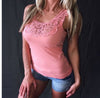 Women Lace Hollow Out Tank Top T Shirt 2022 Summer Sexy Sleeveless Beach Tee Shirt Vest Ladies Fitness Slim Tops Camisas Mujer