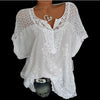 Women Lace Patchwork Blouse Shirt Casual Tops Sexy Short Sleeve Blouse Ladies Summer Hollow Out Elegant Blouses Plus size 5xl
