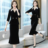 Women Lace Splice V-Neck Slim Waist Pullover Top Blazer Mermaid Pencil Skirts Suits Vintage Elegant Woman Velvet 2 Piece Set