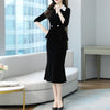 Women Lace Splice V-Neck Slim Waist Pullover Top Blazer Mermaid Pencil Skirts Suits Vintage Elegant Woman Velvet 2 Piece Set