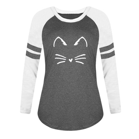 Women Ladies Cat Printing Shirt Long Sleevel Tops Blouse Casual girls animal pattern blouses women's clothing blusa feminina