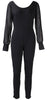 Women Ladies Elegant Clubwear Long Split Sleeve Mesh Patchwork Playsuit Bodycon Slim Party Black Solid Jumpsuit Romper Trousers