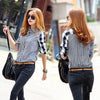 Women Lady Retro vintage Long Sleeve Casual Graids Jean Denim Shirt Tops Blouse