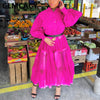 Women's Lantern Sleeve Elegant Patchwork Shirt Dress Classy Office Workwear
