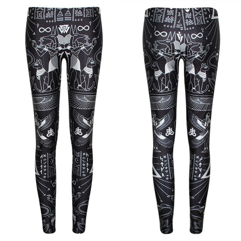 Women Leggings High Waist Leggins for Girls Casual Slim Punk Goth Rock Style Skull 3D Print Black Gothic Pants Clothing Clothes