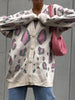 Women Leopard Print Cardigan Winter Casual Knitted Sweater V Neck Loose Button-up Knitwear Female Vintage Long Sleeve Cardigan