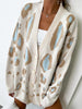 Women Leopard Print Cardigan Winter Casual Knitted Sweater V Neck Loose Button-up Knitwear Female Vintage Long Sleeve Cardigan