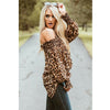 Women Leopard Print Long Sleeve Off Shoulder Loose Shirts Casual Blouse Tops Women Clothes