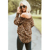 Women Leopard Print Long Sleeve Off Shoulder Loose Shirts Casual Blouse Tops Women Clothes