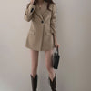 Women Long Blazer Cool Work Jacket Casual Slim Fit Khaki Black Beige Pink Autumn 2023 Office Ladies Tunic Outwear with Pockets