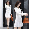 Women Long Blazer Spring Autumn Formal Blazers Mini Dress Double Breasted Lady Office Work Suit Coat Slim Women Blazer Femme