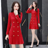 Women Long Blazer Spring Autumn Formal Blazers Mini Dress Double Breasted Lady Office Work Suit Coat Slim Women Blazer Femme
