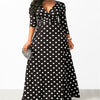 Women Long Maxi Dresses Bohemia V-neck Three Quarter Sleeve Dots Print Ethnic Summer Beach Female Stylish Style Dress