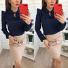 Women Long Sleeve Blouse Temperament Frenulum Ladies Chiffon Blouses Solid Colours Ladies Tops Clothing Shirts